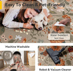 RELEANY Floral Washable 9x12 Area Rugs Brown/Brick | Flower Carpet Print Boho - Image 4