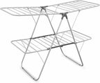 Brookstone – Extra Large – Double Spaced - 2 Tier Collapsible Clothes Drying Rack, Indoor/Outdoor Folding Hanging Garment Stand [NO Assembly - Ready Out of The Box]