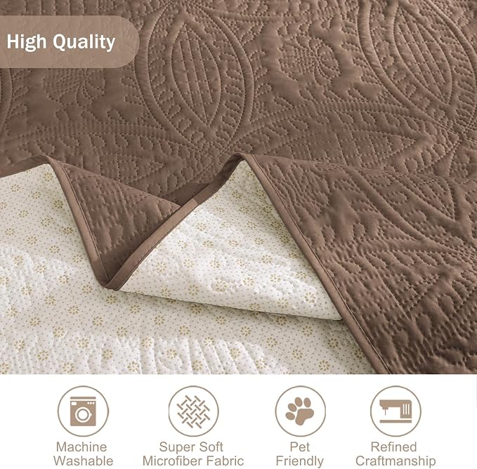 Toffee Loveseat Covers 2 Cushion Couch, Water-Repellent Sofa Cover - Image 7