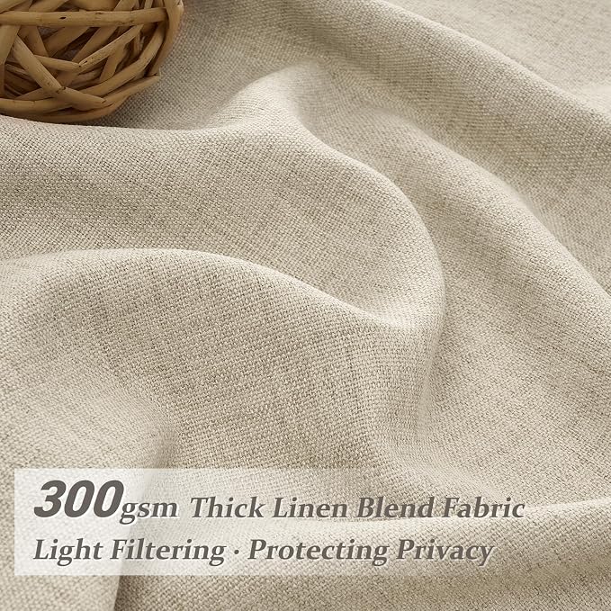 Extra Wide 70 Inch Warm Beige Light Filtering Curtains 92 Inches Long - Image 3
