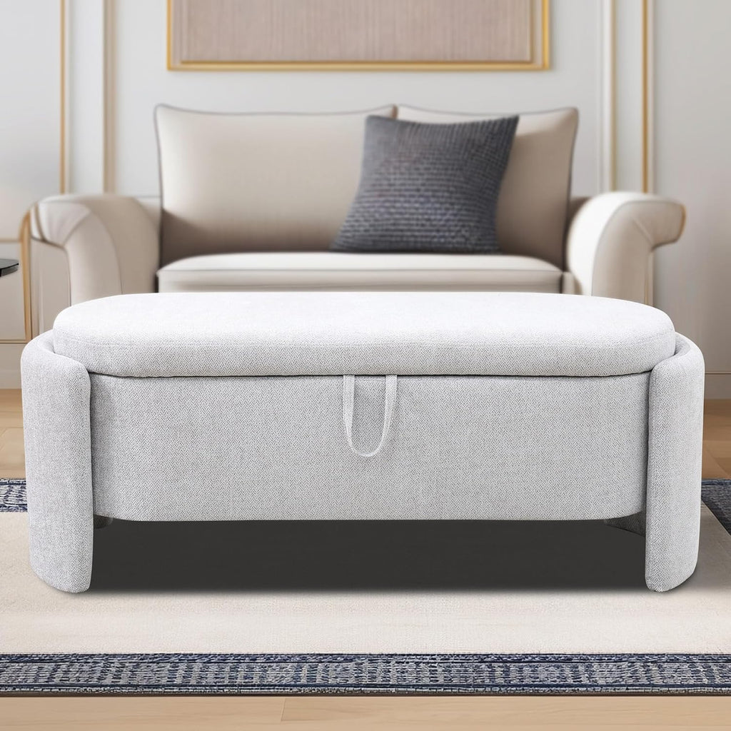 Ottoman Rectangular Storage Ottoman Bench, Footrest Stool Footstool with Lid for Living Room, Bedroom, Entryway, Brown, 47"x17"x18"