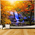 Delur Waterfall Tapestry Forest Nature Scenic Tree Mountain Sunset Tapestry Wall Hanging Natural Landscape Sunrise Headboard for Bedroom Living Room Home Decor (51.2" x 59.1")