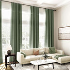 140 Inch Extra Long Curtain for Floor to Ceiling High Window Olive Green Linen - Image 7