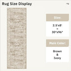 Soalmost Washable Runner Rug 2'6"x8' Kitchen Hallway Runners Brown | Soft - Image 5