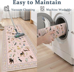 Pink Hallway Runner Rug 2x5 for Bedroom Kitchen | Ultra-Thin; Boho Style; Low - Image 6