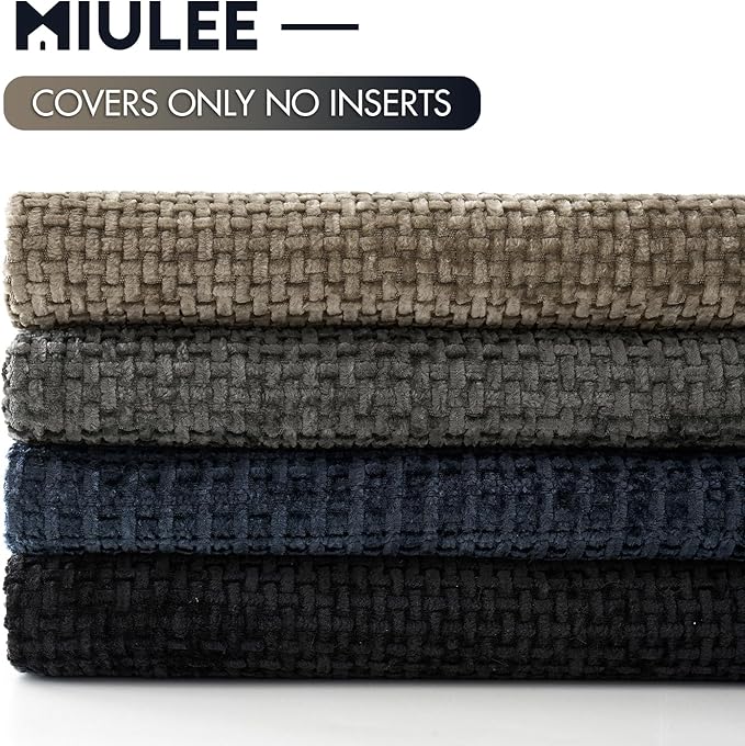 MIULEE Soft Decorative Chenille Pillow Covers Navy Grey 20x20 Pack of 4 | - Image 6