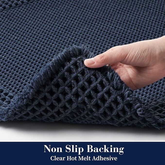 RESARE Waffle Bath Mat for Bathroom, Non Slip Bathroom Rugs 20"x32" Navy | - Image 4