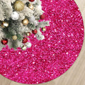 MODFUNS Glitter Tree Skirt 36 Inch Velvet Xmas Tree Skirts Hot Pink Sequin Christmas Tree Skirt Thick Sparkly Tree Skirting Cover for Xmas Tree Skirts Merry Christmas Home Glittering Tree Mat