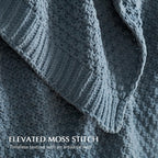 Chunky Chenille Knit Throw Blanket for Couch, Soft Luxurious Moss Stitch Blankets for Bed, Cozy Decorative Farmhouse Knitted Throws for Sofa, Stormy Blue, 60" x 80"