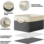 SIMPLE HOUSEWARE Large Fabric Storage Bin, 15.7" x 12" with Braided Handles, 3 Pack, Dark Gray