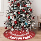 Custom Christmas Tree Skirt with Name, Personalized Holiday Xmas Tree Decor Gifts for Party Family Home, 30" - 48", Deer Pattern