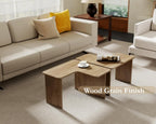 VESCASA Modern L Shaped Nesting Coffee Table Set of 2 Modular Rectangle Walnut Wood Table for Living Room