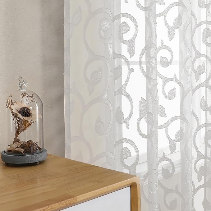Furman Ivory Sheer Curtains 45 Inch Length 2 Panels Set by OWENIE