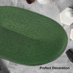 AHHFSMEI Placemats Set of 8 for Dining Table Washable Woven Vinyl Non-Slip 18x12 inches Placemat Heat-Resistant Durable Table Mats for Dining Table Easy to Clean (Oval Green, 8)