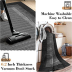 Wonnitar Washable Striped Black Runner Rug for Hallway 2'6"x8', Non-Slip Kitchen Runner Rug, Low Pile Minimalist Soft Rug Runner for Bedroom Hallway Bathroom Laundry Entryway (Black, 2'6" x 8')