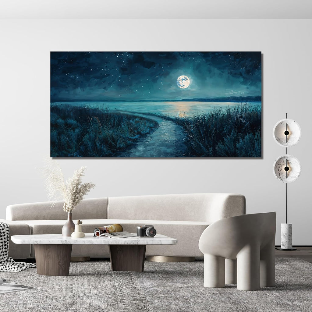 Canvas Wall Art Decor Modern Large Wall Decor For Living Room Blue Botanical Wall Art Blue Coastal Wall Art Artwork for Walls Large Canvas Prints Art Work For Home Office Wall Decor 29" X 58"