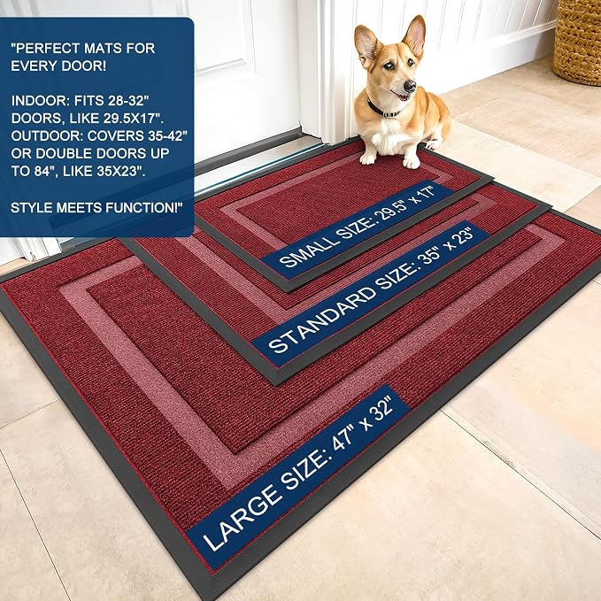 OLANLY Front Door Mat Outside 47x30, All-Season Heavy-Duty Rubber Doormat | - Image 2