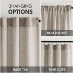 MIULEE Burlywood Birch Linen Curtains 52x63 Inch Long 2 Panels - Image 3