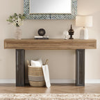 Rresyet 63 Inch Long Console Table, Sofa Table Behind Sofa, Wooden Entryway Table, Farmhouse Entryway Table for Entry, Hallway, Living Room (Wood)