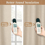 95 Inch 100% Blackout Linen Curtains 2 Panels - Image 5