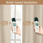 Natural 100% Blackout Polyester Curtains, 45 Inches Polyester Textured Thermal - Image 5