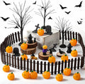 Wesiti 30 Pcs Halloween Village Accessories Set Miniature Halloween Figurines Village Trees Cat Pumpkin Tombstones Figurine Horror Miniature Accessories for Garden Decor