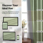 100% Blackout Linen Textured Curtains 96 Inch Long, Sage Green | 100% Blackout - Image 7