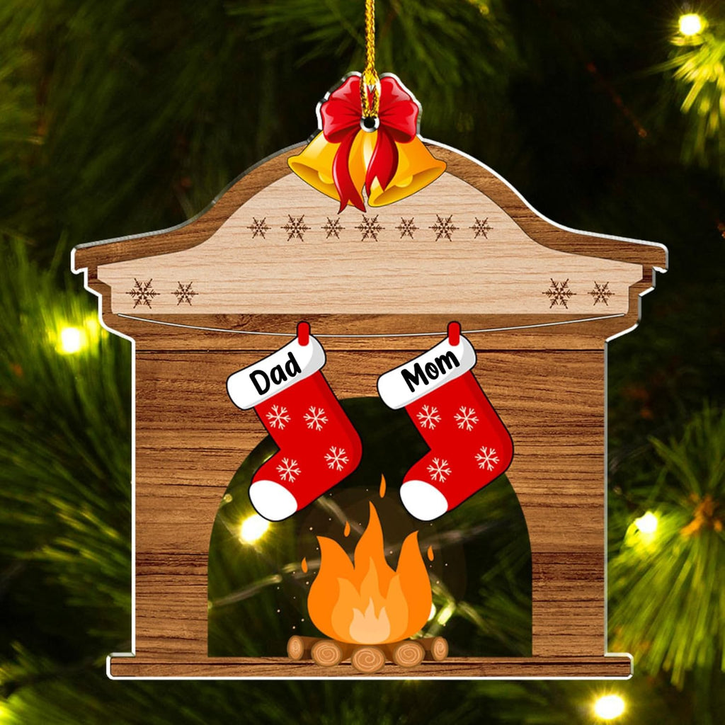 Stocking Personalized Family Christmas Acrylic Ornament 2025-3D Inflated Effect Custom Name Hanging Stock up to 10 Members, First Xmas as A Family Ornament Gifts