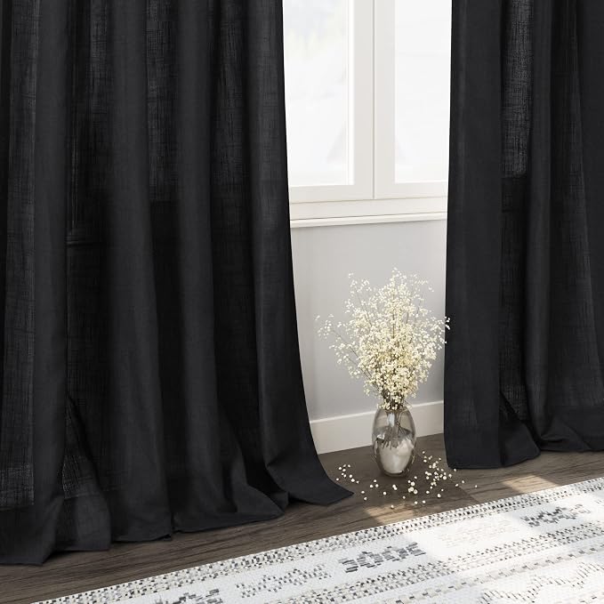 Black Linen Curtains 102 Inches Long - Image 6