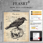 The Raven Tapestry Gothic Skull and Raven Dictionary Tapestry, Large 90x100 Inches Soft Flannelette, Ancient Raven Hymn Poster for Home Dorm GTQQAY1547