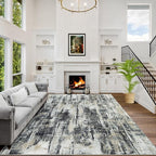 6x9 Area Rugs for Living Room: Washable Abstract Black Grey Gold Carpet | by GENTDRIZZ