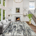 8x10 Area Rugs for Living Room: Washable Abstract Black Grey Gold Carpet | by GENTDRIZZ