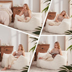 Giant Bean Bag Chairs for Adults Teens, Large Bean Bag Sofa Chairs with Filling Comfy Fuzzy BeanBag Chair with Armrests for Bedroom Living Room Reading