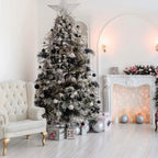 Clear Christmas Ball Ornaments,24ct Shatterproof Plastic Decorative Christmas Ornaments Hanging Xmas Tree Baubles Set with Stuffed Delicate Glittering Decorations for Holiday Party Home Decor(Black)