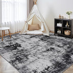 Rugflix 5x8 Area Rugs for Living Room, Washable Black Grey Dark Large Rug | - Image 8