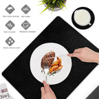 Faux Leather Placemats and Coasters Set of 6, Waterproof, Oil-Proof Wipeable, PVC Leather Place Mats, Anti Slip Heat Resistant Reversible Table Mats for Kitchen, Dining, Outdoor 17’’×12’’, (Black)
