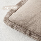 MIULEE Boho Natural Linen Fringe Decorative Euro Throw Pillow Covers 26x26 | - Image 4