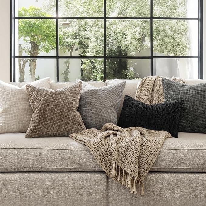 MIULEE Decorative Couch Throw Pillow Covers 18x18 Inch Neutral Khaki 2 Pack | - Image 3