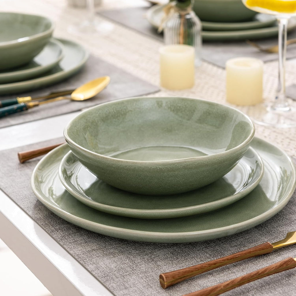 AmorArc Ceramic Dinnerware Sets,Handmade Reactive Glaze Stoneware Plates and Bowls Set,Highly Scratch Resistant | Dishwasher & Microwave Safe Dishes Set,Service for 8 (24pc)