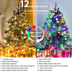 Brizled Color Changing Christmas Lights, 33ft 100 LED Connectable, 12 Modes Warm White & Multicolored Xmas Tree Lights with Remote, Dimmable for Indoor/Outdoor Decor