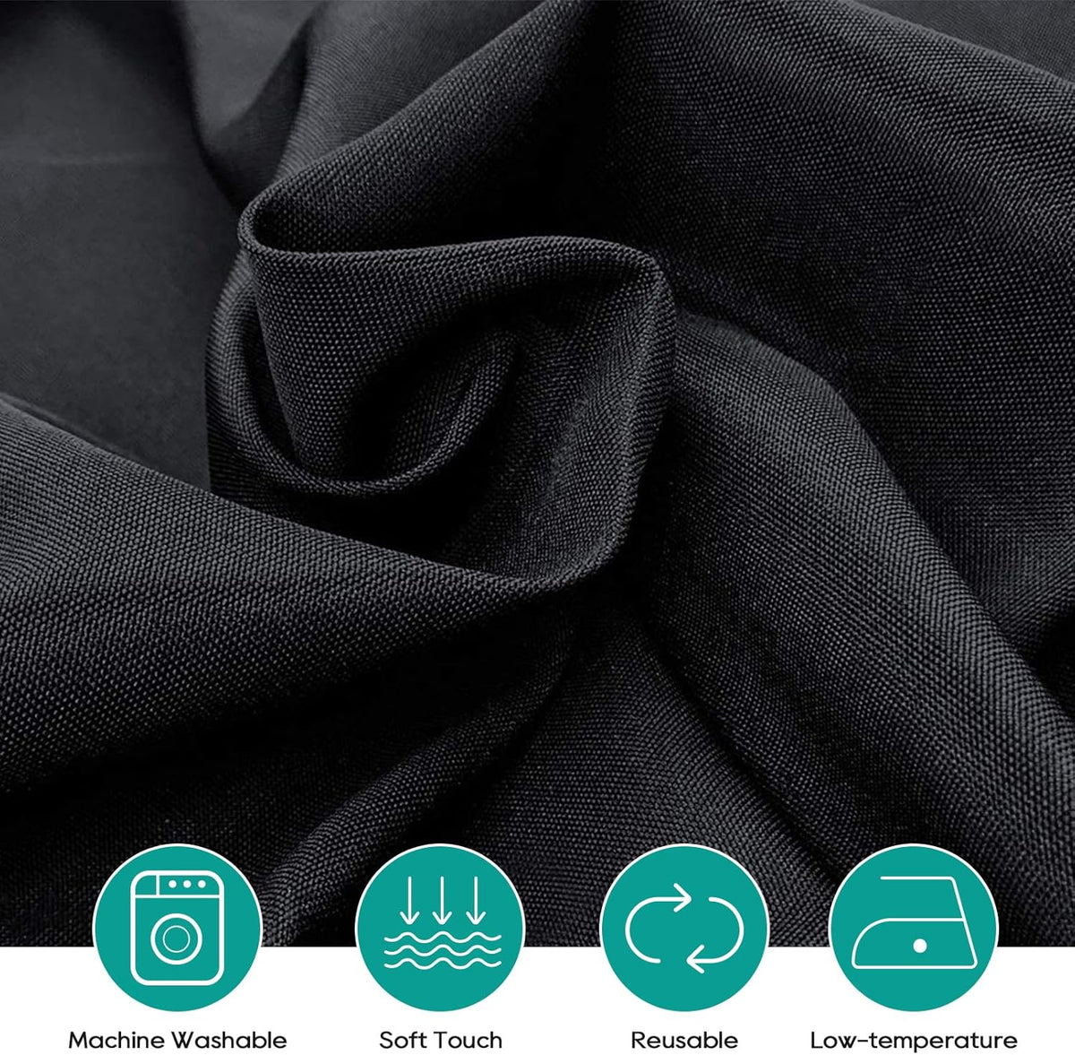 Surmente 132 inch Round Tablecloths -5 Pack Black Round Table Cloths, Polyester Fabric Table Covers for Wedding, Party, Banquet, or Restaurant