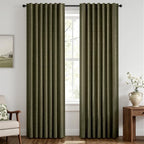 MIULEE 100% Blackout Linen Curtains 42 x 84 Inch Light Olive Green 2 Panels | by MIULEE