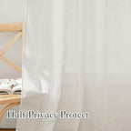RYB HOME Faux Linen Blended Sheer Curtains, Light Filtering Ariy Vertical - Image 4