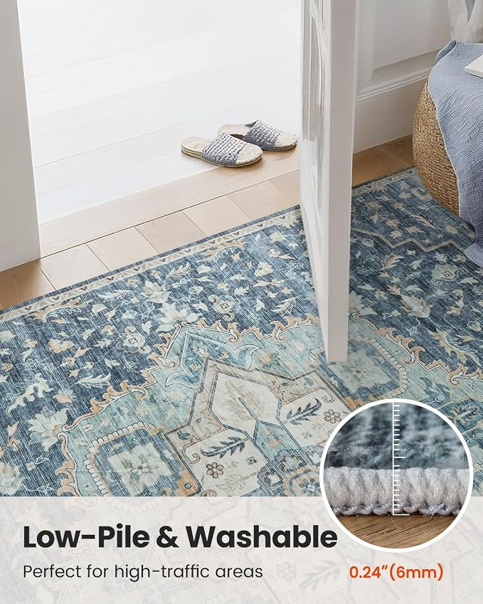 AMADA HOMEFURNISHING 2x3 Washable Area Rug, Low-Profile Entryway Rug - Image 8