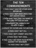 Inspirational Canvas Wall Art Office Print Christian Religion Pictures Motivational Picture The Ten Commandments Poster Painting Modern Inspiring Artwork School Living Room Wall Decor [18''Wx 24''H]