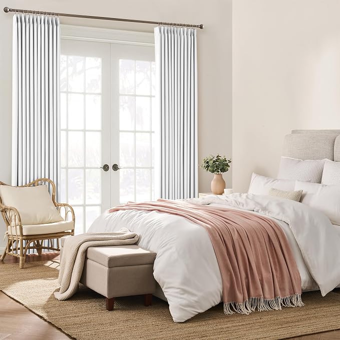 White Blackout Curtains 104 Inches Long, Custom Made Pinch Pleated Memory - Image 4