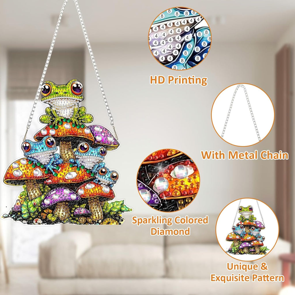 SENQAO Frog Diamond Art Hanging Kit for Adult, Special Shaped Rhinestone, Double Sided DIY Acrylic Diamond Art Painting Window Pendants Home Garden Wall Hanging Kits Hanging Ornament