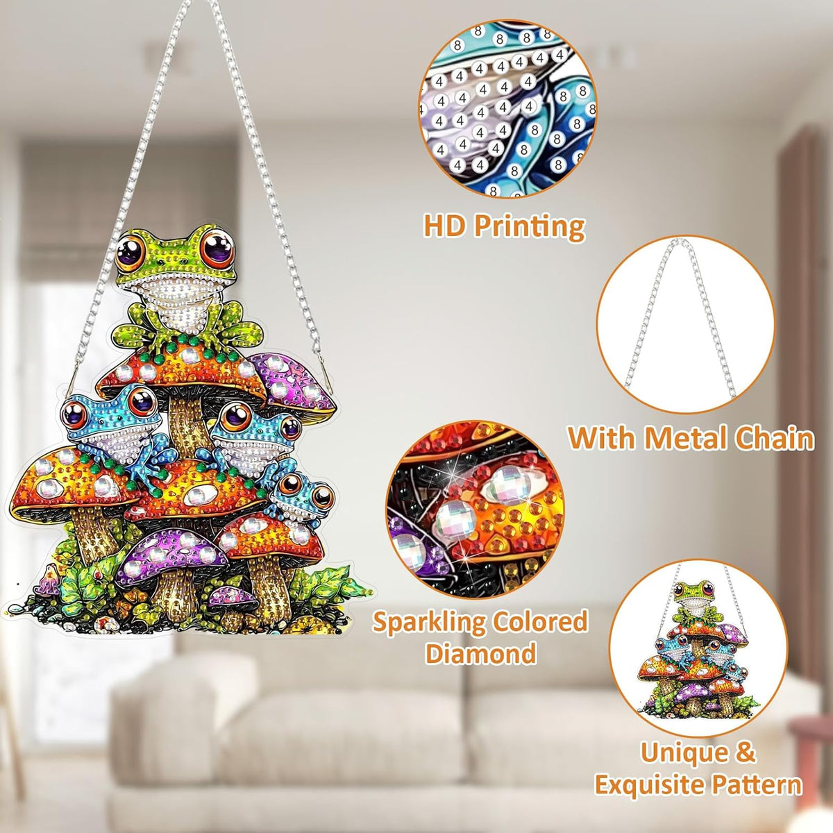 SENQAO Frog Diamond Art Hanging Kit for Adult, Special Shaped Rhinestone, Double Sided DIY Acrylic Diamond Art Painting Window Pendants Home Garden Wall Hanging Kits Hanging Ornament
