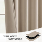 MIULEE Taupe Back Tab Blackout Curtains 52x120 Inch Long 2 Panels Set | Rod - Image 7