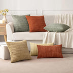 MIULEE Corduroy Decorative Throw Pillow Covers 20x20 Light Olive Pack of 2 | - Image 2